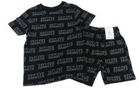 2Set - Černé teplákové kraťasy s nápisy + tričko George