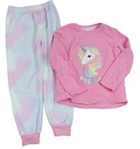 Růžovo-duhové fleecové pyžamo s jednorožcem PRIMARK