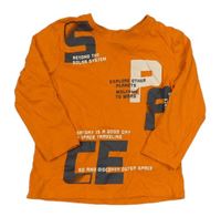Oranžové triko s písmenky a nápisy little kids