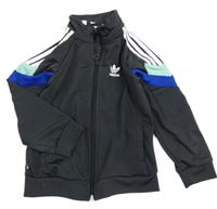 Tmavošedo-safírovo-mátová propínací sportovní mikina Adidas