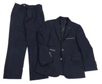 2Set - Tmavomodré vzorované sako + kalhoty BENETTI