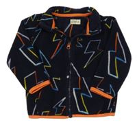 Tmavomodro-oranžová fleecová propínací mikina s blesky F&F