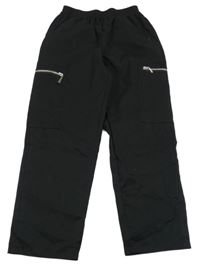 Černé cargo šusťákové kalhoty