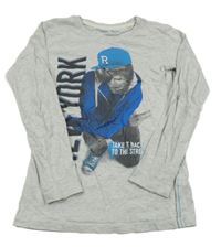 Světlešedé melírované triko se šimpanzem Chapter young