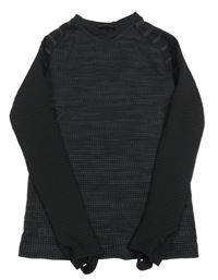 Černo-tmavošedé vzorované thermo triko s logem KIPSTA