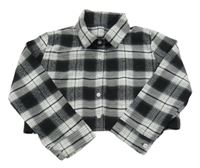 Černo-bílá kostkovaná crop halenka SHEIN