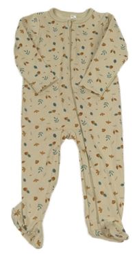 Světlebéžová tepláková teplá kombinéza s lístečky a žaludy ORCHESTRA