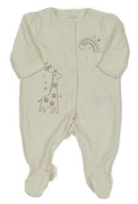 Bílý vzorovaný sametový overal se žirafou a duhou a kapsou Next