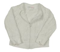 Bílá krajková květovaná propínací podšitá mikina minoti