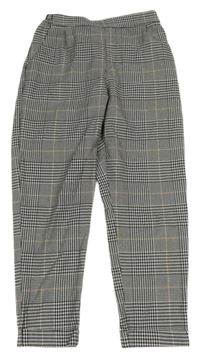 Černo-bílo-hnědé kostkované vzorované kalhoty H&M