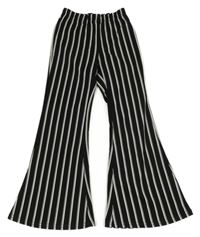 Černo-bílé pruhované flare kalhoty SHEIN