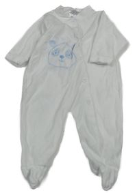 Bílý sametový overal s pandou 