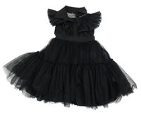 Černé šaty s tylem a volánky a límečkem 