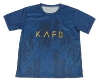 Tmavomodro-černý vzorovaný sportovní fotbalový dres s číslem