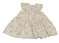 Smetanové puntíkaté šaty s kytičkami C&A