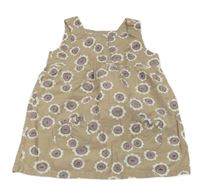 Hnědobéžové květované plátěné šaty Mexx