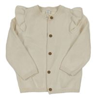 Smetanový propínací svetr s volánky M&S