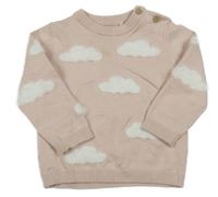 Pudrový svetr s obláčky Tu