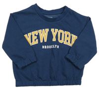 Tmavomodrá mikina s nápisy PRIMARK