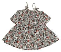 Bílo-černo-červeno-světlerůžové vzorované letní šaty Matalan