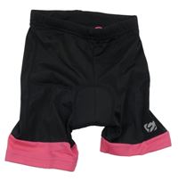 Černo-tmavorůžové elastické sportovní cyklistické legínové kraťasy etape