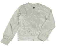 Bílý saténový jarní crop bomber s mašlí a Kitty H&M