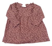 Starorůžovo-mahagonové vzorované šaty s volánky H&M