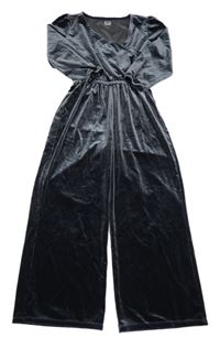 Tmavošedý sametový kalhotový culottes overal LA REDOUTE
