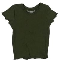 Tmavozelené žebrované crop tričko Primark