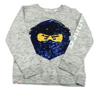 Šedá melírovaná mikina s Lego Ninjago z překlápěcích flitrů H&M