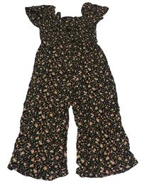 Černý květovaný lehký culottes overal Primark