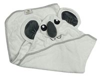 Bílá bambusová zavinovací osuška s kapucí - koala