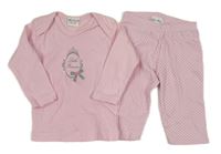 2set - Růžové triko se zrcadlem + puntíkaté lehké tepláky