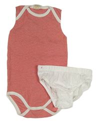 2set - Červeno-bílé pruhované body + bílé slipy