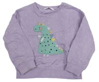 Lila puntíkatá mikina s dinosaurem M&S