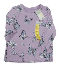 Nové - Lila triko s motýly Primark