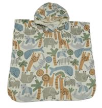 Krémové froté osuškové pončo se zvířaty a kapucí Tu