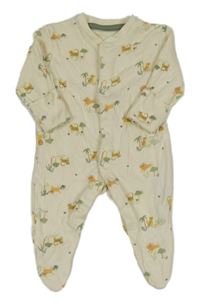 Světlebéžový overal s kočkovitými šelmami a stromky Primark