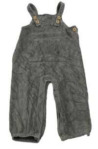 Tmavošedé žebrované sametové laclové tepláky Tu