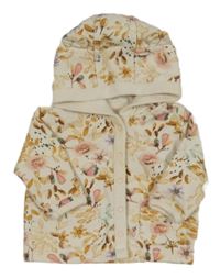 Béžová květovaná propínací mikina s kapucí Next