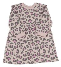 Růžové teplákové šaty s leopardím vzorem Matalan