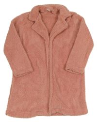Starorůžový chlupatý kabát Shein