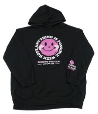 Černá mikina se smajlíkem a kapucí LC Waikiki