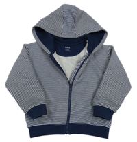 Tmavomodro-bílá pruhovaná propínací mikina s kapucí M&S