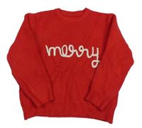 Červený svetr s nápisem Shein