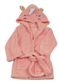 Růžový chlupatý župan s kapucí - jednorožec