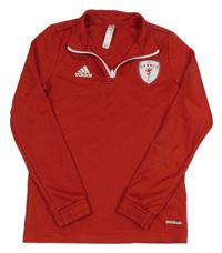 Červená sportovní funkční mikina s nášivkou Adidas