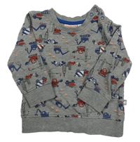 Šedá melírovaná mikina se stavebními stroji Liegelind