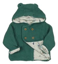 Zelený podšitý propínací svetr s kapucí M&S