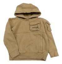 Hnědá mikina s kapsou s nápisem a kapucí Next